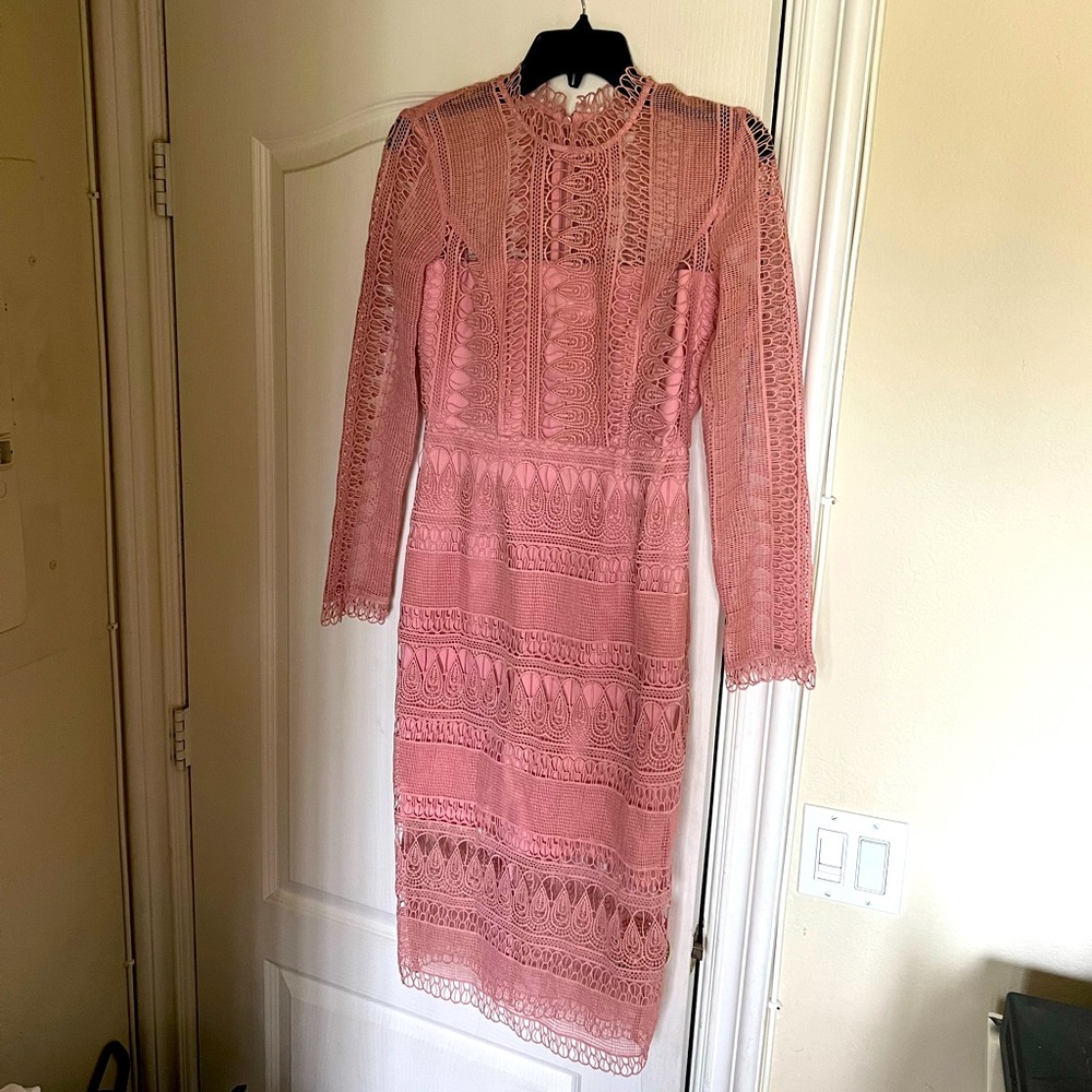 Bardot Pink Marina Lace Midi Dress XS NWT
